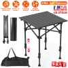 Portable Folding Camping Table With Adjustable Height Rustproof Carbon Steel Foldable Roll-Up Camping Table for Picnic Camping Hiking Beach BBQ 55LBS