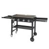 Foldable 4-Burner Flat Top Gas Griddle Cooking Station, Propane Fuelled Griddle Station with Side Shelves for Outdoor Barbecue Backyard Cookout