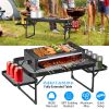 Foldable Camping Table Collapsible Picnic Aluminum Alloy Grill Stand 88LBS Max Load BBQ Table with 2 Side Trays